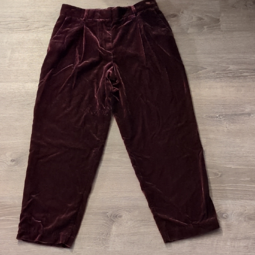 Loft Burgundy Velour Rayon Blend Pants Size 6